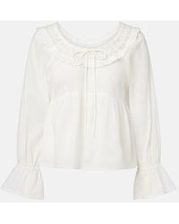 Posse - Danielle Lace-Trimmed Cotton Blouse - Lyst