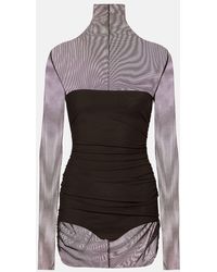 Norma Kamali - Turtleneck Mesh Minidress - Lyst