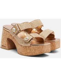 Jimmy Choo - Fayence Raffia-Effect Platform Sandals - Lyst