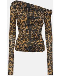 Blumarine - Floral-applique Leopard-print Top - Lyst