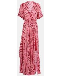 Poupette - Mabelle Printed Satin Midi Dress - Lyst