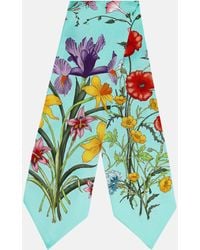 Gucci - Flora Print Silk Neck Bow - Lyst