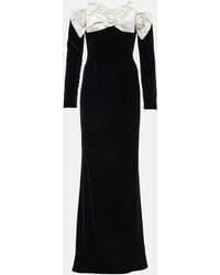 Alessandra Rich - Bow-Detail Off-Shoulder Velvet Gown - Lyst
