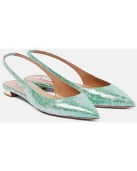 Aquazzura - Purist Snake-Effect Leather Slingback Flats - Lyst