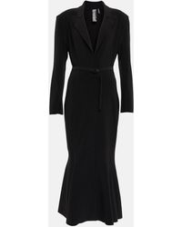 Norma Kamali Belted Jersey Fishtail Midi Dress - Black