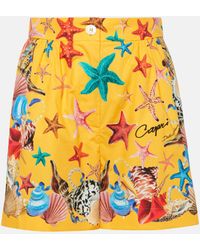 Dolce & Gabbana - Capri Printed High-rise Cotton Shorts - Lyst