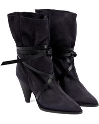 Isabel Marant Lidly Suede Leather-trimmed Ankle Boots - Multicolour