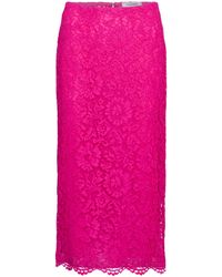 Valentino Falda midi de encaje floral - Rosa