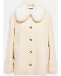 Gucci Faux Fur-trimmed Wool Jacket - Natural