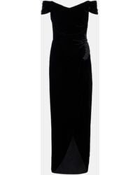 Costarellos - Embellished Off-Shoulder Velvet Gown - Lyst