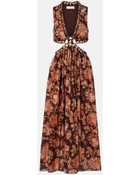 Zimmermann - Aster Cutout Floral Cotton Midi Dress - Lyst