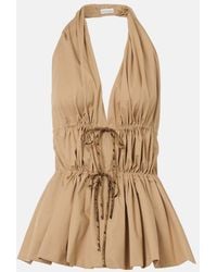 Dries Van Noten - Gathered Halterneck Cotton Poplin Top - Lyst