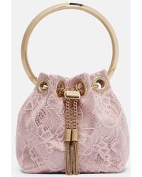 Jimmy Choo - Bon Bon Micro Satin And Lace Bucket Bag - Lyst