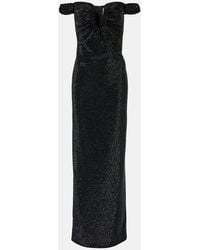 Roland Mouret - Abito Lungo Con Scollo Bardot E Cristalli - Lyst