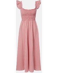 Faithfull the Brand - Eudora Checked Cotton Midi Dress - Lyst