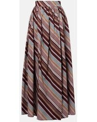 Adriana Degreas - Striped Cotton-Blend Maxi Skirt - Lyst