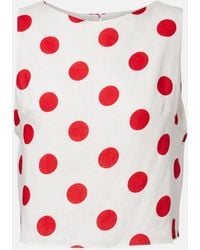 Cala De La Cruz - Avelino Polka-Dot Linen Crop Top - Lyst