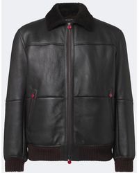 Kiton - Shearling-Trimmed Leather Bomber Jacket - Lyst