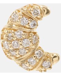 Sydney Evan - Croissant Small 14Kt Single Stud Earring With Diamonds - Lyst