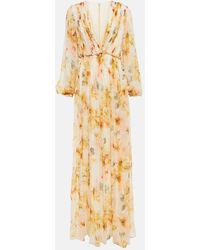 Costarellos - Floral-print Pleated Maxi Dress - Lyst