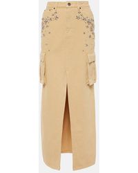Self-Portrait - Embellished Cargo Denim Maxi Skirt - Lyst