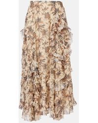 Ulla Johnson - Adele Printed Silk-Blend Chiffon Midi Skirt - Lyst