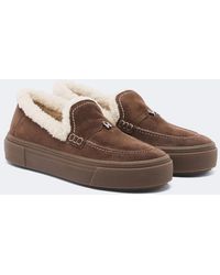 Hogan - H705 Shearling-Lined Suede Loafers - Lyst