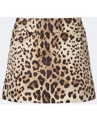 Dolce & Gabbana - Leopard-Print Cotton And Silk-Blend Miniskirt - Lyst