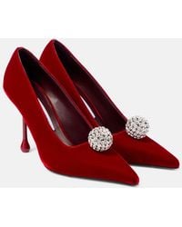 Jimmy Choo - Orb 95 Embellished Velvet Sandals - Lyst