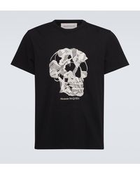 Alexander McQueen - Besticktes T-Shirt Skull aus Baumwoll-Jersey - Lyst