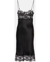 Saint Laurent - Lace-Trimmed Silk Satin Slip Dress - Lyst