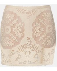 Valentino - Floral Cotton-Blend Miniskirt - Lyst