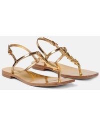 Versace - Metallic Leather Thong Sandals - Lyst
