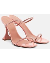 AMINA MUADDI - Gilda Embellished Patent Leather Sandals - Lyst
