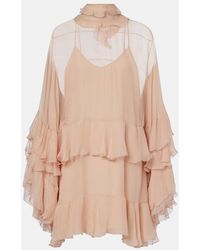 Chloé - Ruffled Silk Muslin Minidress - Lyst