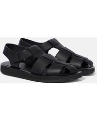 The Row - Fisherman Woven Textured-Leather Sandals - Lyst