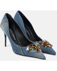 Dolce & Gabbana - Crystal-embellished Denim Pumps - Lyst