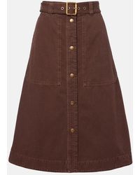 Moncler - Belted Denim Midi Skirt - Lyst