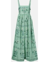 Agua Bendita - Barbara Embroidered Linen Maxi Dress - Lyst