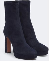 Aquazzura - Martine Suede Platform Ankle Boots - Lyst
