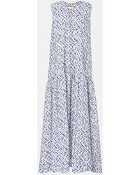 Plan C - Vestido Largo De Algodon Estampado - Lyst
