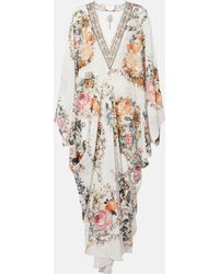 Camilla - Embellished Floral Silk Crepe Kaftan - Lyst