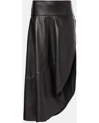 Alaïa - Asymmetric Leather Midi Skirt - Lyst