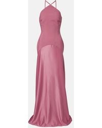 Solace London - Florie Satin-Trimmed Halterneck Gown - Lyst