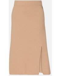 Moncler - Ribbed-Knit Wool And Cashmere Midi Skirt - Lyst