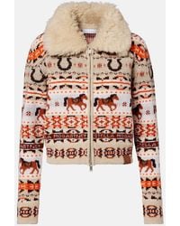 Stella McCartney - Intarsia Virgin Wool Zip-Up Cardigan - Lyst