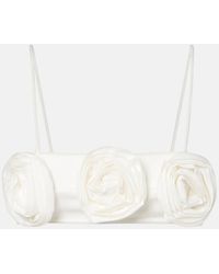 Adriana Degreas - Floral-Applique Cotton-Blend Bandeau Top - Lyst