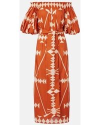 Johanna Ortiz - Printed Cotton Poplin Midi Dress - Lyst