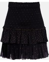 Isabel Marant - Polka-Dot Embroidered Cotton Miniskirt - Lyst