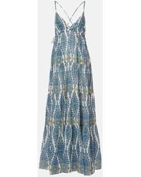 Etro - Printed Tiered Cotton And Silk Maxi Dress - Lyst